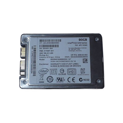 Intel 320 Series 80GB SATA SSD uSATA 1.8-Inch Drive - AES-128 Encryption - Compatible with Servers