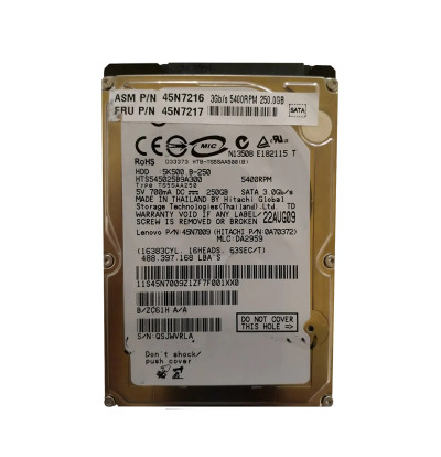 Hitachi 250GB 5400RPM SATA 2.5 Hard Drive 8MB Cache - Compatible with Servers