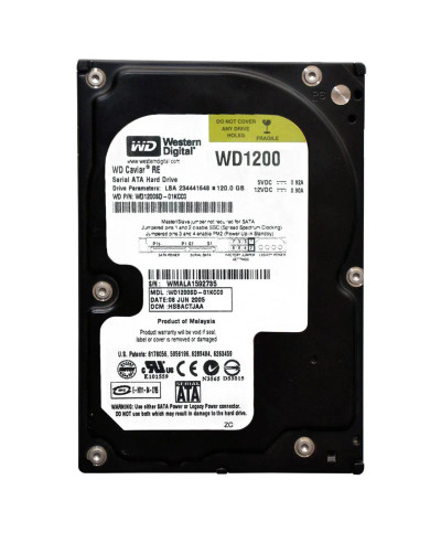 Western Digital Caviar RE 120GB SATA Hard Drive for Servers - 7200RPM 8MB Cache 3.5-Inch