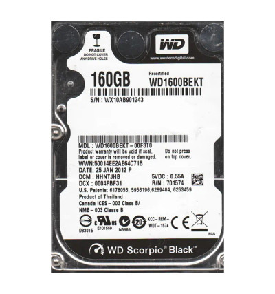 WD1600BEKT-00F3T0 - Western Digital Scorpio Black 160GB 7200RPM Hard Drive