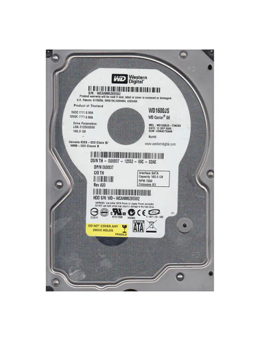 Western Digital Caviar SE 160GB 7200RPM SATA 3Gb/s 8MB Cache Hard Drive mounted in a desktop computer