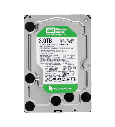 Western Digital Green 3TB SATA Hard Drive 5400RPM 64MB Cache 3.5 - Compatible with servers