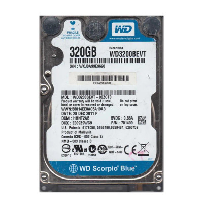 WD WD3200BEVT-00ZCT0 Scorpio Blue 320GB 2.5HDD 5400RPM 3Gb/s