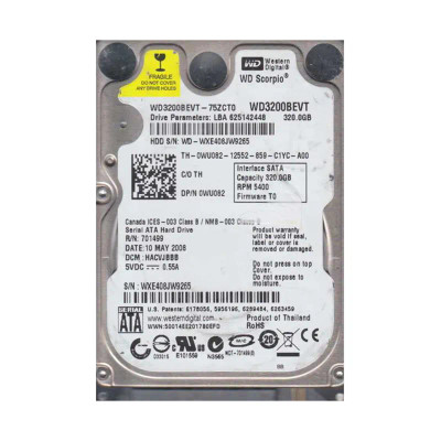 WD3200BEVT-75ZCT0 - Western Digital 320GB 5400RPM SATA 8MB 2.5" HDD