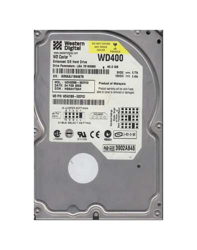 WD400BB-32CFC0 - Western Digital 40GB 7200RPM EIDE 2MB 3.5" HDD