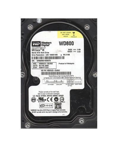 WD800JD-00JRA0 - Western Digital 80GB 7200RPM SATA 8MB 3.5" HDD