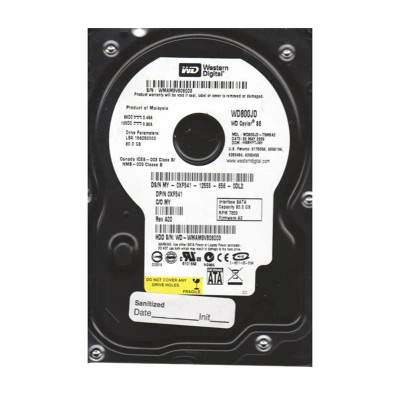 WD800JD-75MSA2 - Western Digital 80GB 7200RPM SATA 8MB 3.5" HDD