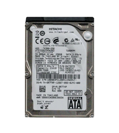 Hitachi 250GB 7200RPM SATA 2.5 Hard Drive for Travelstar Compatible with ProLiant DL360p Gen8 Servers