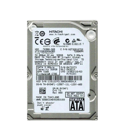 Hitachi 320GB SATA 3.0 Gbps 2.5 16MB Cache Travelstar Hard Drive for ProLiant DL360p Gen8 Servers