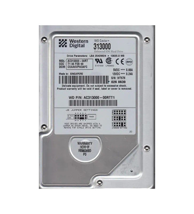 Western Digital Caviar 13GB EIDE Hard Drive for 3.5-Inch Drives, 5400RPM, 512KB Cache - AC313000-00RT
