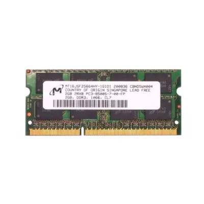 Micron Technology 2GB DDR3-1066MHz SoDimm Memory Module for laptops - Low Voltage Dual Rank 204-Pin CL7 Unbuffered RAM