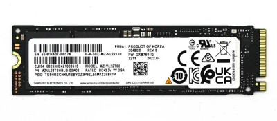 Samsung PM9A1 Series 2TB PCIe NVMe 4.0 x4 M.2 SSD, MZVL22T0HBLB-00A00, for high-speed data storage