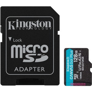 Kingston 128GB Canvas Go Plus Class 10 U3 V30 A2 microSDXC UHS-I Memory Card with Adapter for high-speed data storage