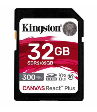 Kingston 32GB Canvas React Plus SDHC UHS-II Memory Card for ProLiant DL360p Gen8 Servers
