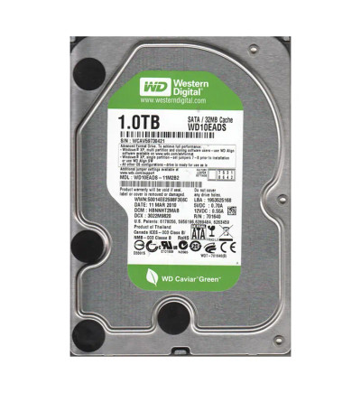 Western Digital Caviar Green 1TB 5400RPM SATA 3Gb/s 32MB Cache HDD for RoHS 3.5-Inch Hard Drive