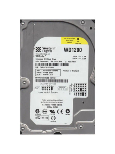 WD1200BB-00FTA0 - Western Digital 120GB 7200RPM EIDE 2MB 3.5" HDD