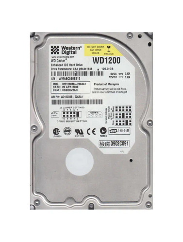 WD1200BB-22CAA1 - Western Digital 120GB 7200RPM EIDE 2MB 3.5" HDD