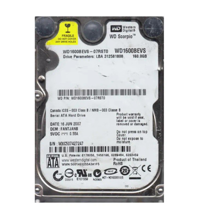 Western Digital Scorpio Blue 160GB 5400RPM SATA 1.5Gb/s 2.5-Inch Hard Drive for laptops