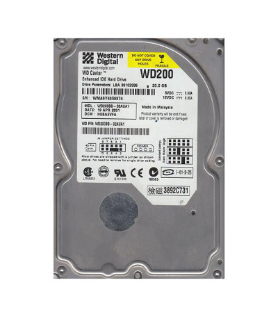 WD200BB-32AUA1 - Western Digital 20GB 7200RPM EIDE 2MB 3.5" HDD