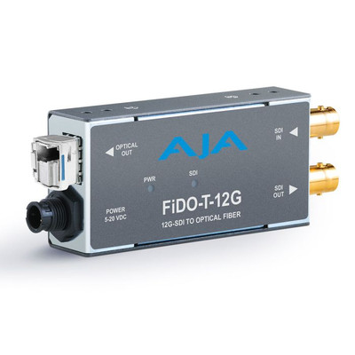 AJA FiDO-T-12G 12 Gbit/s Active Video Converter Gray BNC 20V - Compatible with 12G servers