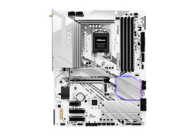 ASROCK Z890 Pro RS WiFi White Intel DDR5 S1851 motherboard compatible with Intel processors - mounted in a PC case ASROCK Z890 Pro RS WiFi White Intel DDR5 S1851 motherboard compatible with Intel processors - mounted in a PC case