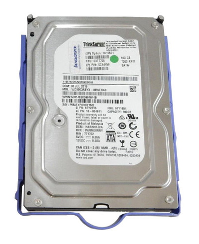Lenovo 500GB SATA Hard Drive 7200RPM 3.5 64MB Cache - Compatible with Servers