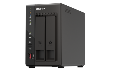 QNAP TS-253E-8G NAS Storage System with WD Gold 4TB HDD, mounted in a server rack