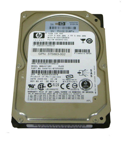 DG072BABCE - HP 73GB 10000RPM SAS 2.5" Dual Port HDD