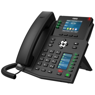 Fanvil X4U-V2 12-Line Enterprise IP Phone, ideal for office use, sleek design, compatible with VoIP systems.