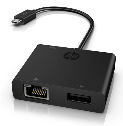 HP Micro USB to USB/Ethernet Adapter for K1V16AA - Connects micro USB devices to Ethernet networks