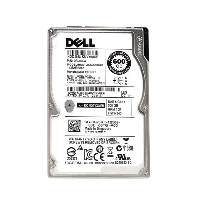 G76RF - Dell 600GB 10000RPM SAS 2.5" HDD