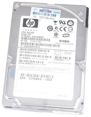 431954-002 - HP 72GB 10K RPM SAS 3Gb/s 2.5" HDD