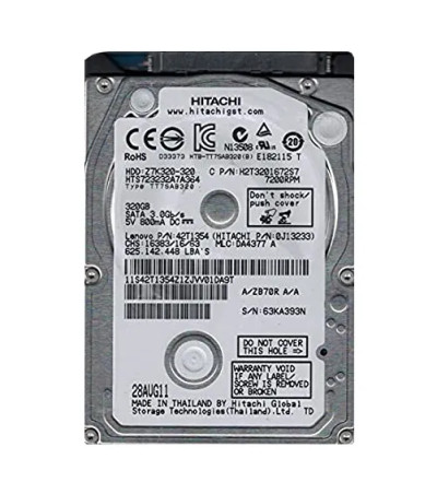 Hitachi 320GB 7200RPM SATA 2.5 Hard Drive 0J13233 for Travelstar - 16MB Cache