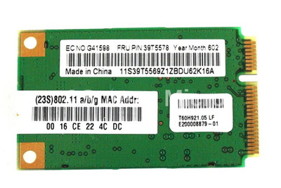 39T5578 - IBM Wireless LAN Mini-PCI Express 11a/b/g Adapter