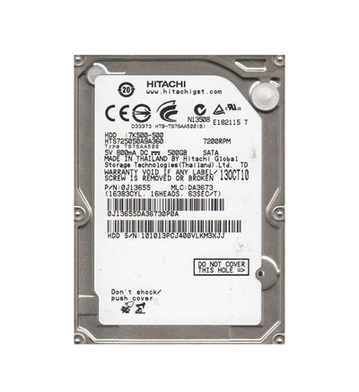 Hitachi 500GB 7200RPM SATA 2.5 Hard Drive 0J13655 for ProLiant DL360p Gen8 Servers