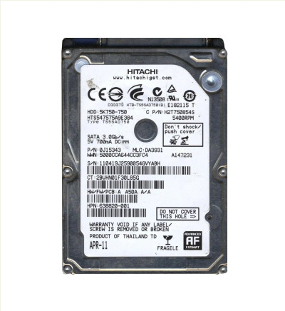 0J15343 - Hitachi 750GB 5400RPM SATA 8MB 2.5" HDD
