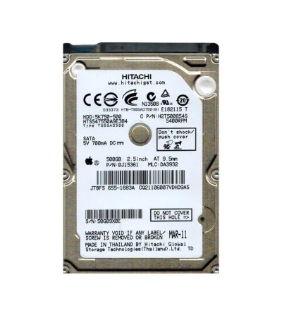 Hitachi 500GB 5400RPM SATA 2.5 Hard Drive for Travelstar - 0J15361