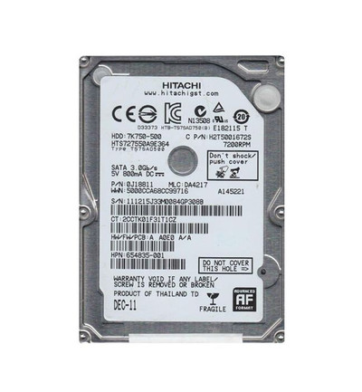 0J18811 - Hitachi 500GB 7200RPM SATA 2.5" HDD