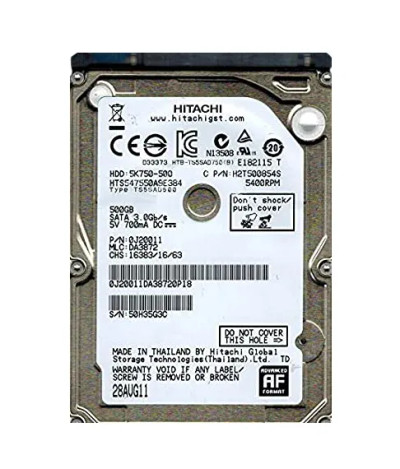 Hitachi 500GB 5400RPM SATA 2.5 Hard Drive for Travelstar - 0J20011