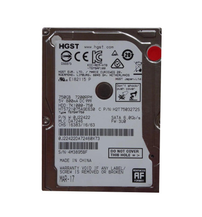 0J22422 - HGST 750GB 7200RPM SATA 6Gb/s 2.5" HDD
