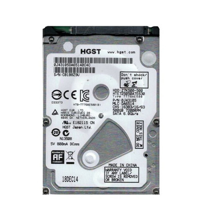 0J43105 - Hitachi 500GB 7200RPM SATA 6Gb/s 2.5" HDD