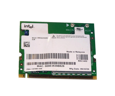 WM3A2200BG - Intel 2.4GHz 54Mbps 802.11b/g mini PCI Wireless Network Adapter