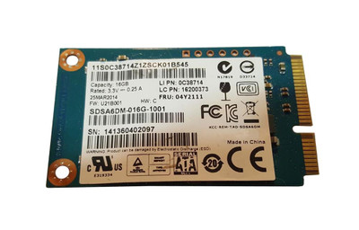 Lenovo 16GB mSATA Solid State Drive 04Y2111 for SATA 3Gb/s - Compatible with Lenovo laptops