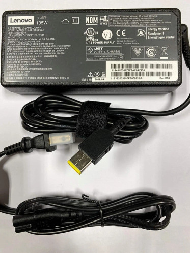 Lenovo 135W Slim Tip AC Adapter for ThinkPad, part number 4X20E50558, compatible with ThinkPad laptops