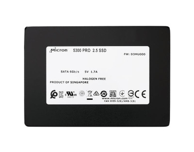 Micron 7.68TB 5300 Pro SATA 6Gbps 2.5 Inch TCG Encrypted SSD for Data Storage