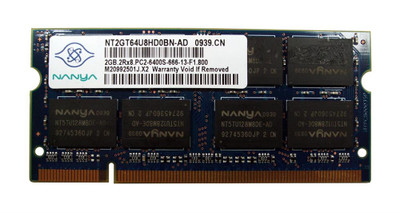 NT2GT64U8HD0BN - Nanya 2GB PC2-5300 DDR2-667MHz CL5 200-Pin SoDimm