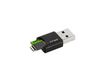 P-OTGCR64GMSC3-GE - PNY Technology 64GB Class 10 microSDXC Card OTG Reader