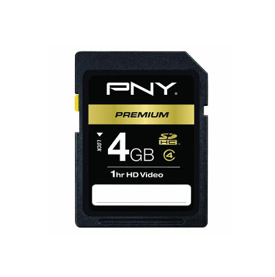 PNY Performance 4GB Class 4 SDHC Flash Memory Card for high-speed data storage in cameras and devices