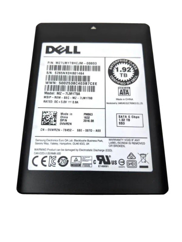 Samsung PM863 1.92TB Read Intensive SATA 6Gb/s 2.5 SSD compatible with servers