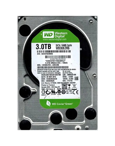 WESTERN DIGITAL Wd30ezrs Caviar Green 3tb Sata-ii 5400 Rpm Intellipower 64mb Buffer 3.5inch Form Factor Low Profile